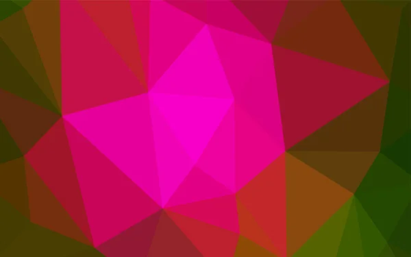 Dunkelrosa Grüner Vektor Der Dreieckig Leuchtet Ein Muster Mit Polygonalen — Stockvektor