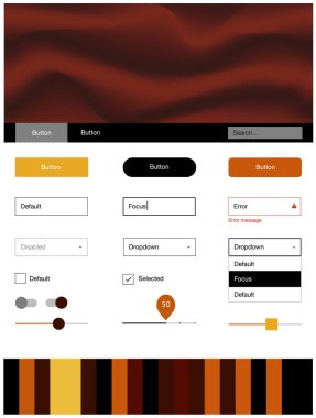Çizgili, oval koyu kırmızı vektör UI ux kiti. Degrade yarı ton mermer stiliyle yaratıcı çizimde. Sen-ebilmek kullanma için açılış sayfaları bu şablonu.