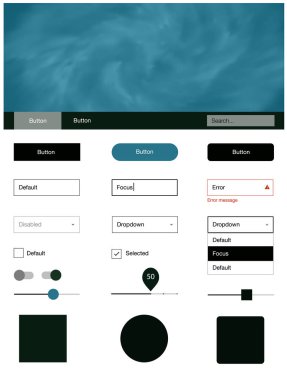 Koyu yeşil yıldız ile malzeme tasarım kiti vektör. Arka plan üzerinde renkli stil rehberi yıldız ile. Web siteleri için basit renkli tasarım.
