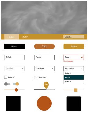 Işık turuncu vektör UI ux seti alan yıldız ile. Güzel UI ux kiti ile onun üstbilgisindeki renkli gökyüzü. Web siteleri, açılış sayfaları için güzel düzeni.