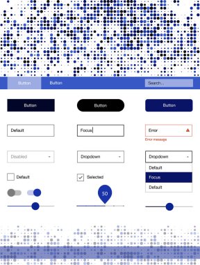 Koyu mavi vektör stil rehberi daireler ile. Dekoratif UI takımı tasarım renkli noktalar ile soyut tarzda. Sen-ebilmek kullanma için açılış sayfaları bu şablonu.