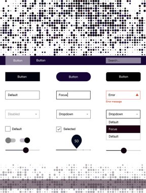 Koyu pembe, kırmızı küre ile web UI kit vektör. Güzel UI ux kiti ile onun üstbilgisindeki renkli noktalar. Sen-ebilmek kullanma için açılış sayfaları bu şablonu.