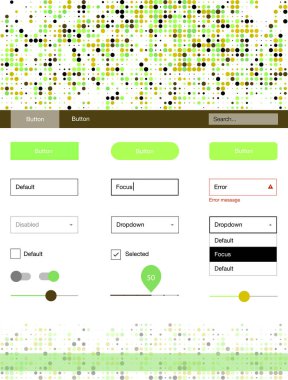 Karanlık çok renkli vektör tel kafes kiti noktalı. Güzel UI ux kiti ile onun üstbilgisindeki renkli noktalar. Web siteleri, açılış sayfaları için güzel düzeni.