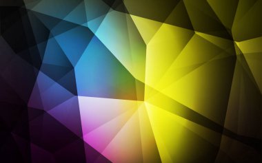 Üçgen düzen parlayan koyu çok renkli vektör. Renkli resimde gradyan ile poligonal tarzı. Web siteniz için köşeli tasarım.