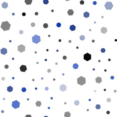 Koyu mavi renkli altıgenler ile Dikişsiz desen vektör. Beyaz yüzey üzerinde renkli altıgenler Illustration. Desen-ebilmek var olmak kullanılmış için açılış sayfaları.