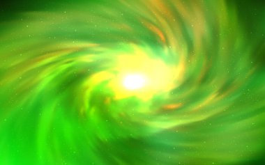 Açık yeşil, sarı vektör desen ile gece gökyüzü yıldız. Parlak astronomik yıldız ile renkli illüstrasyon parlayan. Desen fütüristik reklam, kitapçıklar için.