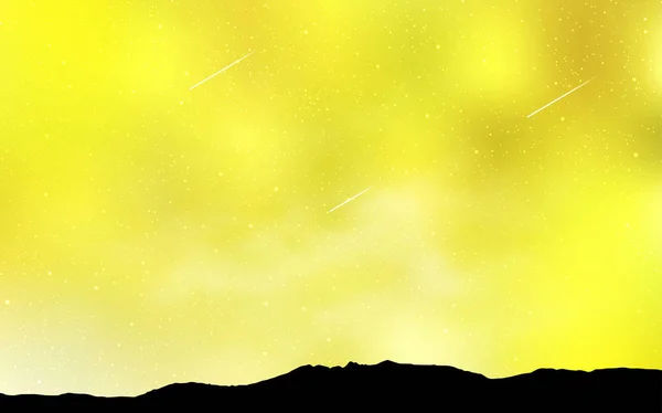 Fondo Vector Amarillo Claro Con Estrellas Galaxias Ilustración Colores Brillantes — Vector de stock