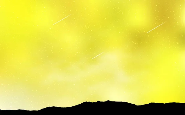 Fondo Vector Amarillo Claro Con Estrellas Galaxias Ilustración Colores Brillantes — Archivo Imágenes Vectoriales