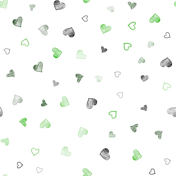 Світло Зелене Векторне Безшовне Компонування Солодкими Серцями Серця Розмитому Абстрактному — стоковий вектор