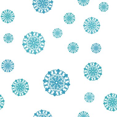 Hafif mavi vektör Noel kar taneleri ile seamless modeli. Parlayan illüstrasyon kar Noel tarzı ile renkli. Duvar kağıdı, kumaş üreticileri için modaya uygun bir tasarım.