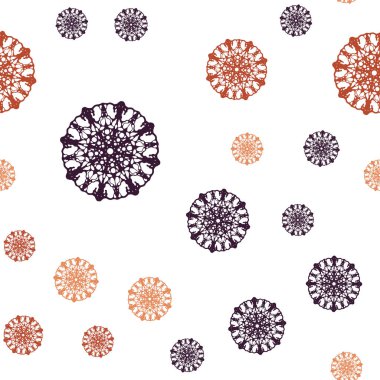 Koyu pembe, sarı parlak kar taneleri ile sorunsuz düzen vektör. Dekoratif illüstrasyon kar soyut şablonundaki ile parlayan. Duvar kağıdı, kumaş üreticileri için modaya uygun bir tasarım.