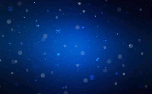 Donker Blauwe Vector Sjabloon Met Ijs Sneeuwvlokken Wazig Decoratieve Ontwerp — Stockvector