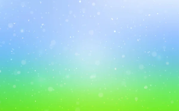 淡いブルー 緑ベクトル カバー美しい雪の結晶 装飾的な抽象テンプレート上に雪にイラストを輝いています 新年の広告 ポスター バナーのデザイン — ストックベクタ