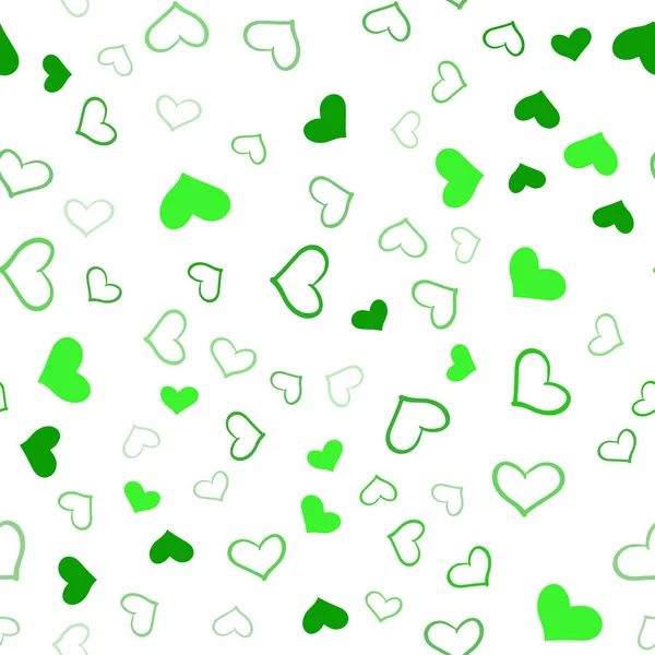 Светло Зеленый Вектор Швов Сладких Сердец Иллюстрация Сердечными Мыслями День — стоковый вектор