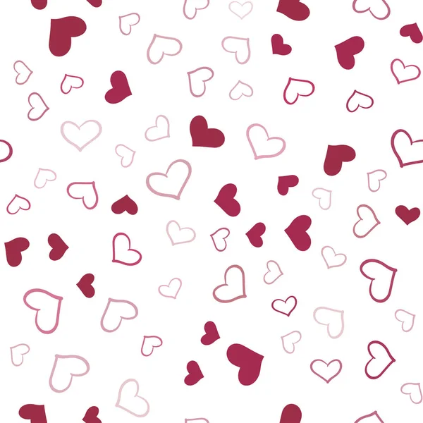 淡粉红色 红色矢量无缝纹理与可爱的心 闪闪发光的抽象插图与多彩的心在浪漫的风格 美丽的设计为您的商业广告周年纪念 — 图库矢量图片