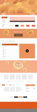 Işık turuncu vektör tasarım UI kiti eğri daireler ile. Renkli resimde gradyan ile soyut memphis tarzı. Açılış sayfanız için modern şablon.