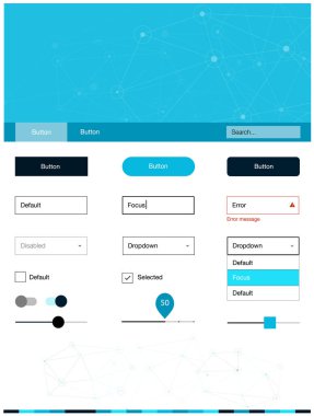 Koyu mavi vektör stil Rehberi ile üçgenler, daireler. Üçgen, daire ile poligonal stilinde stil rehberi. Bu örnek için sitesidir.