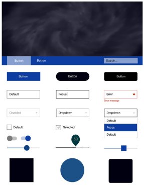 Evren yıldız koyu mavi vektör tasarım UI kiti. Arka plan üzerinde renkli stil rehberi yıldız ile. Bu web siteleri için kullanabileceğiniz şablon.