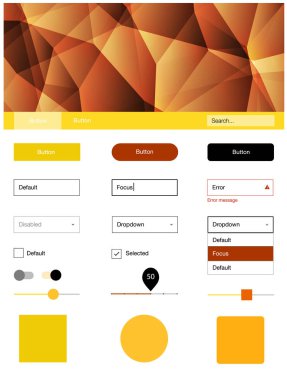 Işık turuncu vektör web UI kiti poligonal tarzı. Web Kullanıcı arabirimi kiti ile onun üstbilgisindeki soyut degrade üçgenler. Bu web siteleri için kullanabileceğiniz şablon.