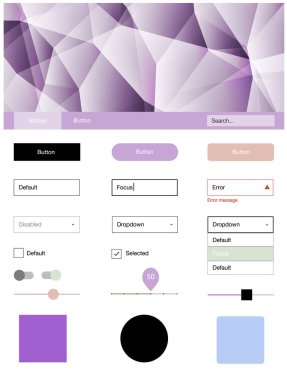 Işık Multicolor çizgilerle malzeme tasarım kiti vektör. Üçgenler ile poligonal tarzında modern stil rehberi. Açılış sayfanız için modern şablon.