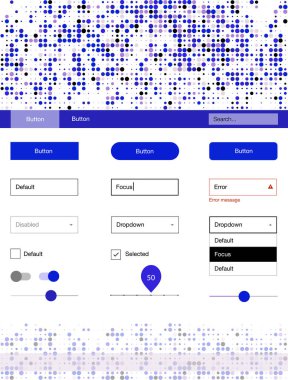 Pembe ışık, vektör malzeme tasarım kiti noktalı mavi. Başlığını renkli gradyan daireler modern stil kılavuzu. Bu örnek için sitesidir.