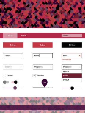 Hafif pembe, kırmızı vektör tel kafes kiti noktalı. Dekoratif UI takımı tasarım renkli noktalar ile soyut tarzda. Web siteleri, açılış sayfaları için güzel düzeni.