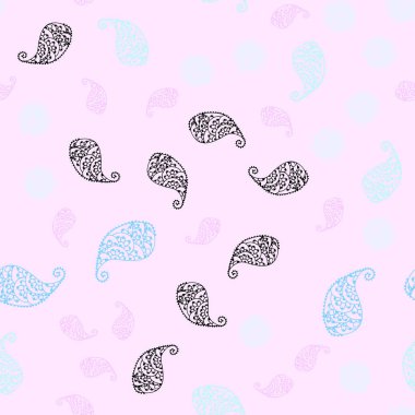 Pembe ışık, vektör sorunsuz doodle zemin yaprak ve çiçek ile mavi. Renkli resimde doodle tarzı yaprakları, çiçekleri ile. Marka kitap tamamen yeni şablon.