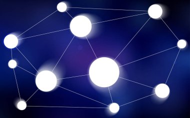 Noktalar, çizgiler ile koyu mavi vektör kapak. Bağlantı noktaları ve çizgileri renkli arka plan üzerinde tasarım yapın. Marka kitap tamamen yeni şablon.