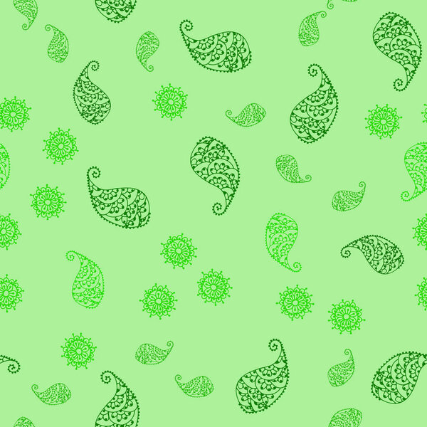 Light Green vector seamless natural artwork with leaves and flowers. An elegant bright illustration with leaves and flowers. Template for backgrounds of cell phones.