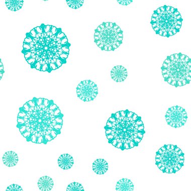 Işık yeşil vektör buz kar taneleri sorunsuz şablonu. Parlayan illüstrasyon kar Noel tarzı ile renkli. Desen için modaya uygun Kumaş, duvar kağıtları.