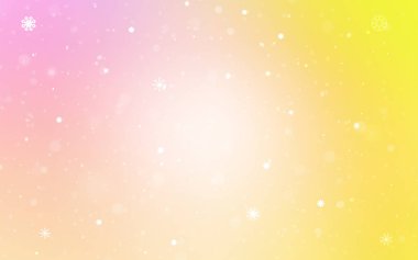 Pembe ışık, vektör düzen parlak kar taneleri ile sarı. Dekoratif illüstrasyon kar soyut şablonundaki ile parlayan. Yeni yıl tasarım reklam, poster, afiş için.