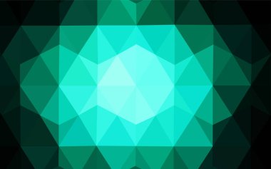 Koyu yeşil vektör soyut poligonal şablonu. Gradyan ile poligonal soyut resim. Web siteniz için köşeli tasarım.