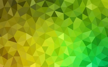 Açık yeşil, sarı vektör üçgen düzen parlayan. Poligonal illüstrasyon parlayan, hangi üçgen oluşur. Tasarımınız için üçgen desen.