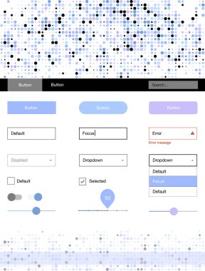 Hafif pembe, mavi vektör UI kiti noktalı. Başlığını renkli gradyan daireler modern stil kılavuzu. Bu örnek açılış sayfanız için mu.