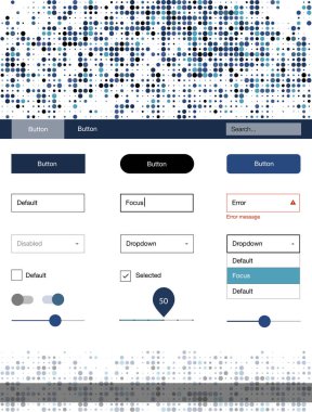 Hafif mavi vektör küreler web UI kiti. Dekoratif UI takımı tasarım renkli noktalar ile soyut tarzda. Bu web siteleri için kullanabileceğiniz şablon.