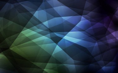 Koyu mavi, yeşil parlayan üçgen kapak vektör. Gradyan ile zarif parlak poligonal illüstrasyon. Web siteniz için köşeli tasarım.