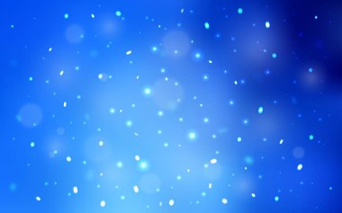 Renkli kar taneleriyle açık mavi vektör dokusu. Soyut şablondaki kar ile dekoratif parlak illüstrasyon. İş ilanınız için yeni yıl tasarımı.