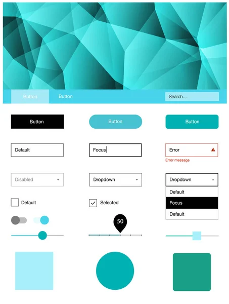 Светло Синий Зеленый Векторный Веб Набор Полигональном Стиле Web Kit — стоковый вектор
