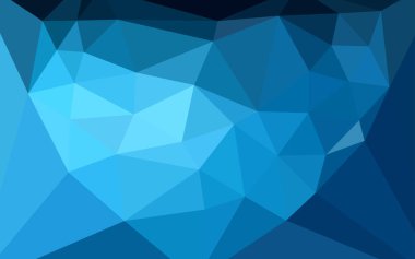 Koyu mavi vektör soyut mozaik zemin bir merkezi bir kalp ile. Üçgenler ile modern soyut resim. Afiş için tamamen yeni şablon.