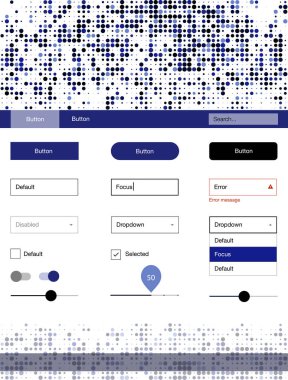 Koyu mavi vektör küreler web UI kiti. Arka plan üzerinde renkli stil rehberi daireler ile. Bu web siteleri için kullanabileceğiniz şablon.
