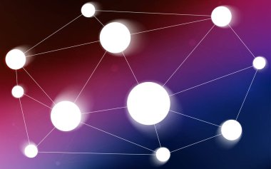 Koyu mavi, kırmızı Küre, üçgenler ile desen vektör. Glitter soyut resim bağlantı üçgen yapısı ile. Güzel tasarım, iş reklam için.