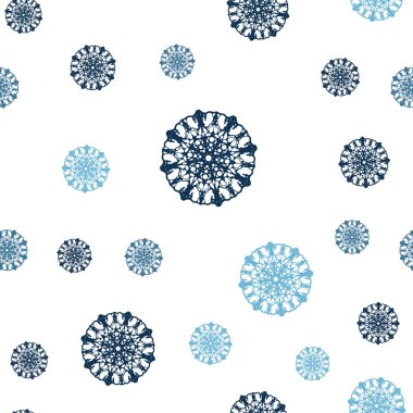 Koyu mavi buz kar taneleri ile sorunsuz şablon vektör. Dekoratif illüstrasyon kar soyut şablonundaki ile parlayan. Tekstil, kumaş, duvar kağıtları için tasarım.