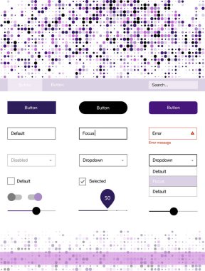 Hafif pembe vektör stil rehberi daireler ile. Güzel UI ux kiti ile onun üstbilgisindeki renkli noktalar. Web siteleri için basit renkli tasarım.