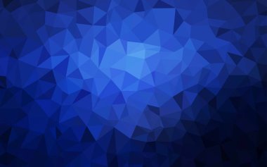 Koyu mavi vektör Çokgen arka plan. Üçgenler ile renkli resimde parlayan. Afiş için tamamen yeni şablon.