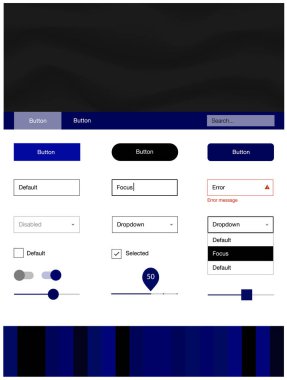 Koyu mavi vektör web UI kiti ile lamba şekiller. Gradyan ile mermer tarzı kıvırcık illüstrasyon parlayan. Bu örnek için sitesidir.