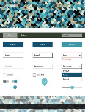 Açık mavi, vektör malzeme tasarım kiti noktalı sarı. Web Kullanıcı arabirimi kiti başlığını soyut degrade daireler ile. Web siteleri, açılış sayfaları için güzel düzeni.