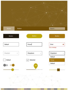 Koyu yeşil, sarı vektör tel kafes kiti ile kristaller, daireler. Üçgen, daire ile poligonal stilinde stil rehberi. Bu örnek için sitesidir.