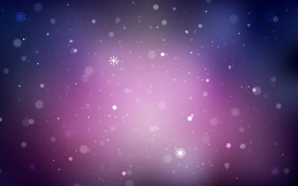 Texture Vectorielle Violet Foncé Avec Flocons Neige Colorés Illustration Brillante — Image vectorielle