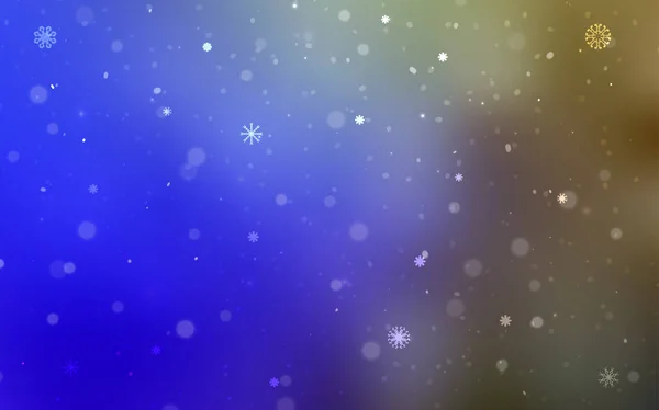 Lichtblauw Groen Vector Achtergrond Met Sneeuwvlokken Xmas Decoratieve Afbeelding Met — Stockvector