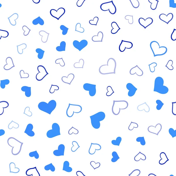 Light Blue Vector Seamless Template Doodle Hearts Blurred Decorative Design — Stock Vector